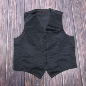 Brand Q Vest Mens XL Black 3 Piece Suit Waistcoat Belted Classic Formal